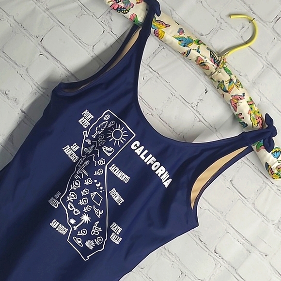 Old Navy California State Outline One Piece Navy Blue Bathing Suit Swim Womens S - Picture 8 of 17